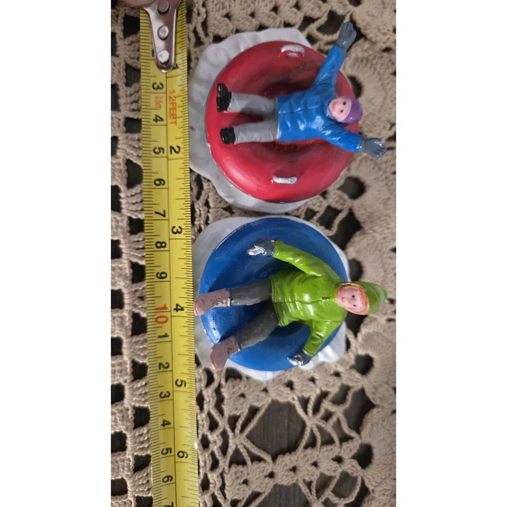 Lemax Tubing Family Table Accents Set Of 2 Sledding Snow Winter Christmas Decor